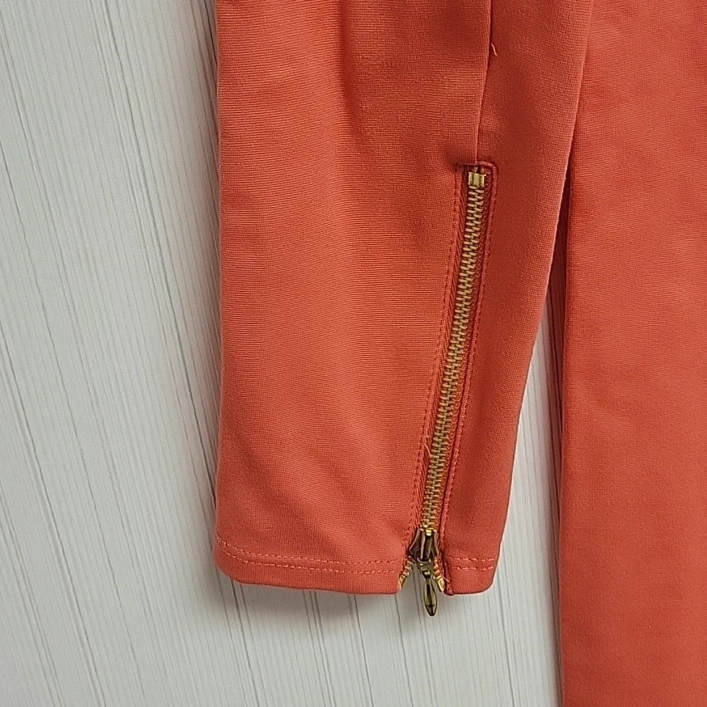 Theory Kalion Pryor Bodycon Long Sleeve Coral Scoop Neck Dress Medium Womens - Picture 4 of 6